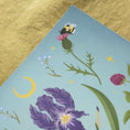 Load image into Gallery viewer, Yoga mat with floral and bee design on a textured surface